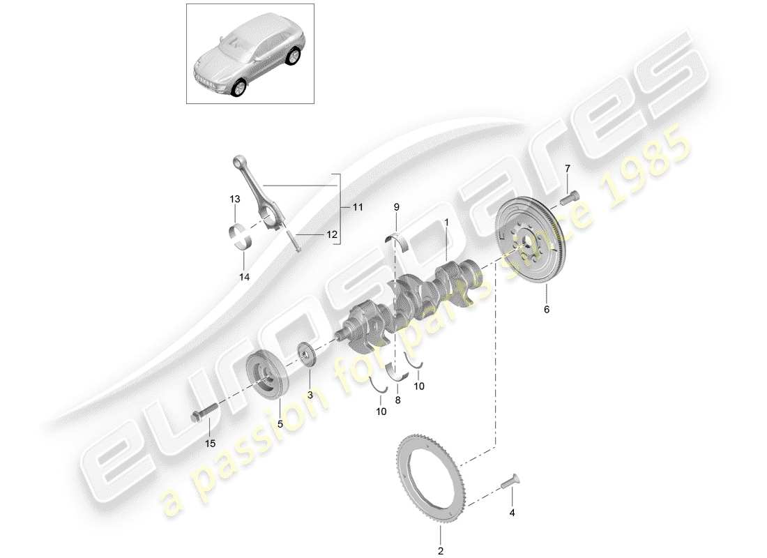 porsche 2017 (macan) kurbelwelle teilediagramm