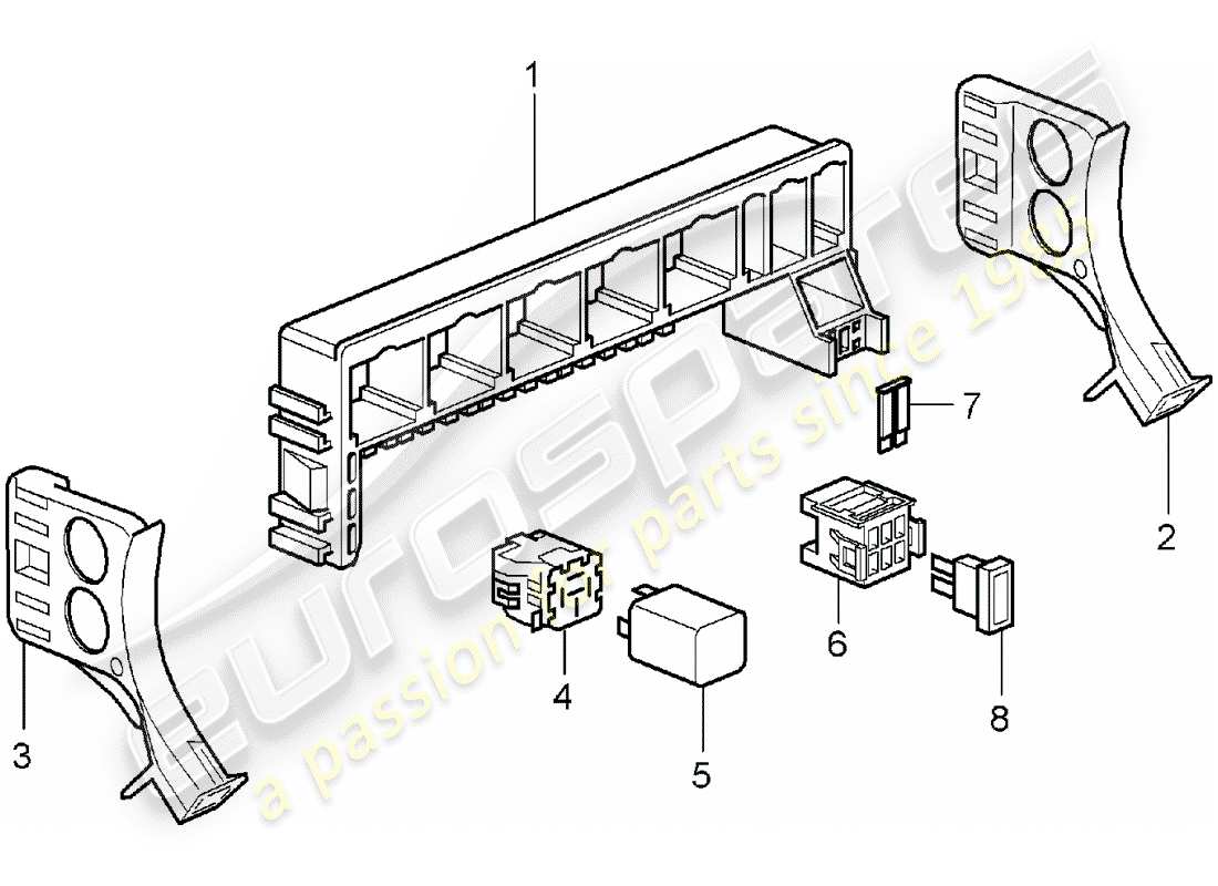 porsche 2006 (987 boxster) sicherungskasten/relaisplatte ersatzteildiagramm