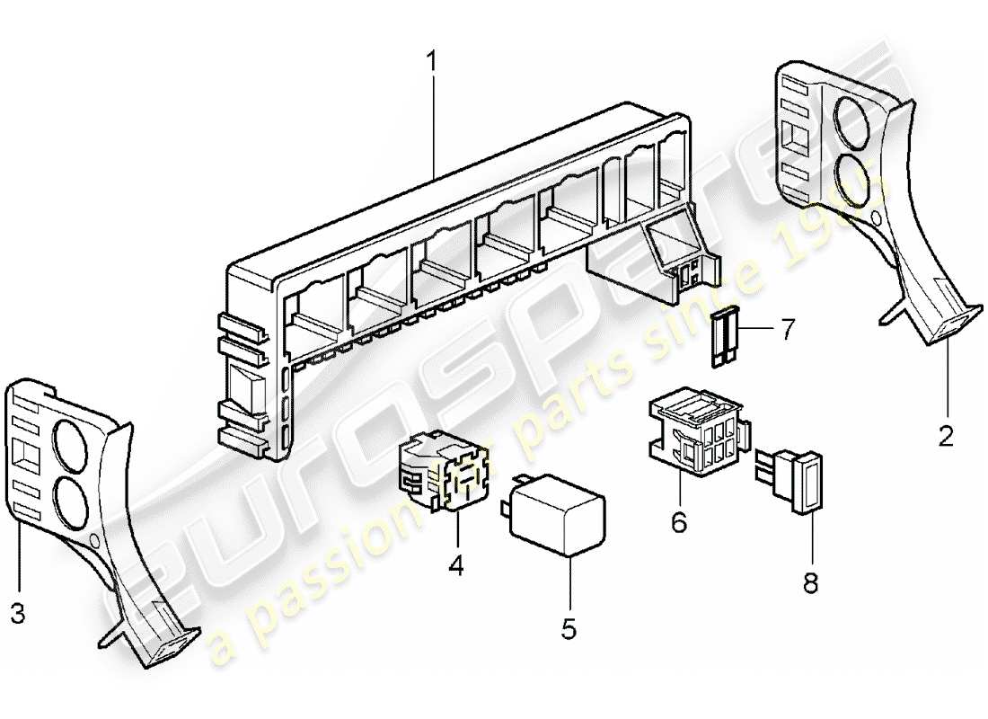 porsche boxster 987 (2006) sicherungskasten/relaisplatte ersatzteildiagramm