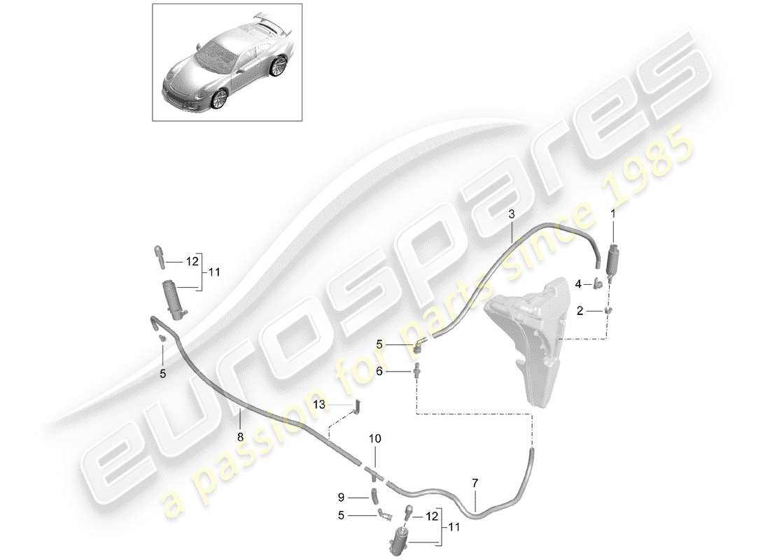 porsche 2014 (991-1 r/gt3/rs) scheibe teilediagramm