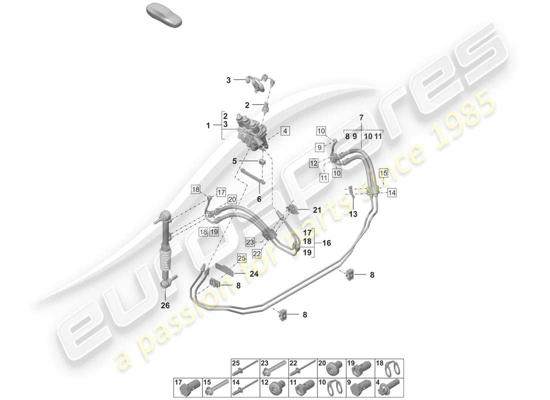 porsche 2020 (992-1) hydraulikleitung ersatzteildiagramm