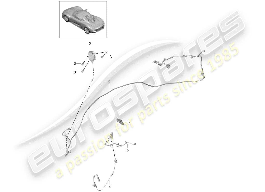 porsche 918 spyder (2015) kabelbäume ersatzteildiagramm