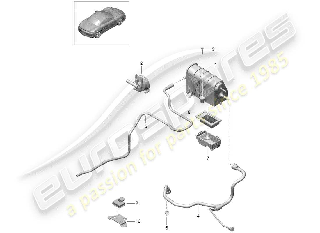 porsche 2015 (981 boxster) verdunstungsbehälter - teilediagramm