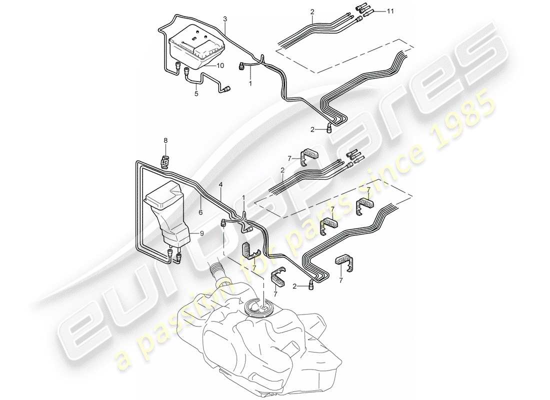 porsche 2011 (997-2 gt3) kraftstoffsystem teilediagramm