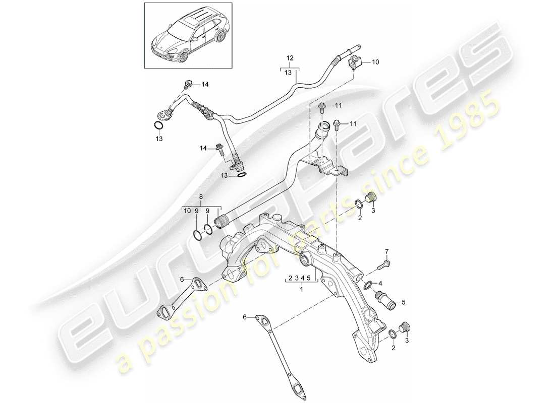 porsche 2011 (cayenne e2 92a) wasserkühlung 1 ersatzteildiagramm