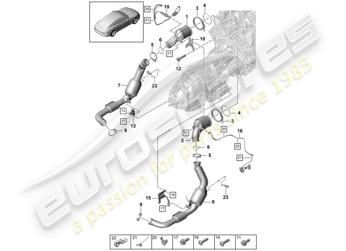 porsche 2018 (panamera 971-1) auspuffanlage teilediagramm