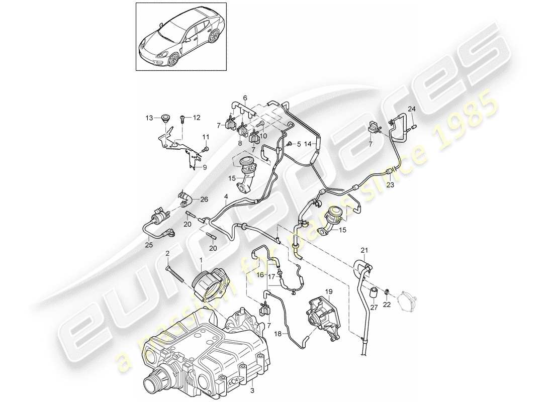 porsche 2016 (panamera 970) drosselklappengehäuse - teilediagramm