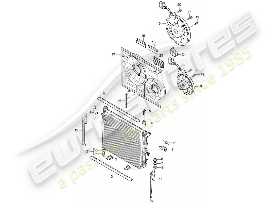 porsche 2003 (cayenne e1 9pa) wasserkühlung teilediagramm
