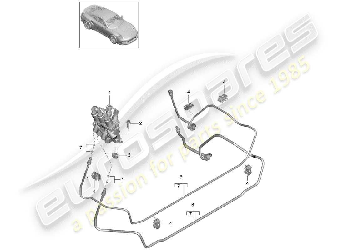 porsche 2016 (991-1 turbo) hydraulikleitung ersatzteildiagramm