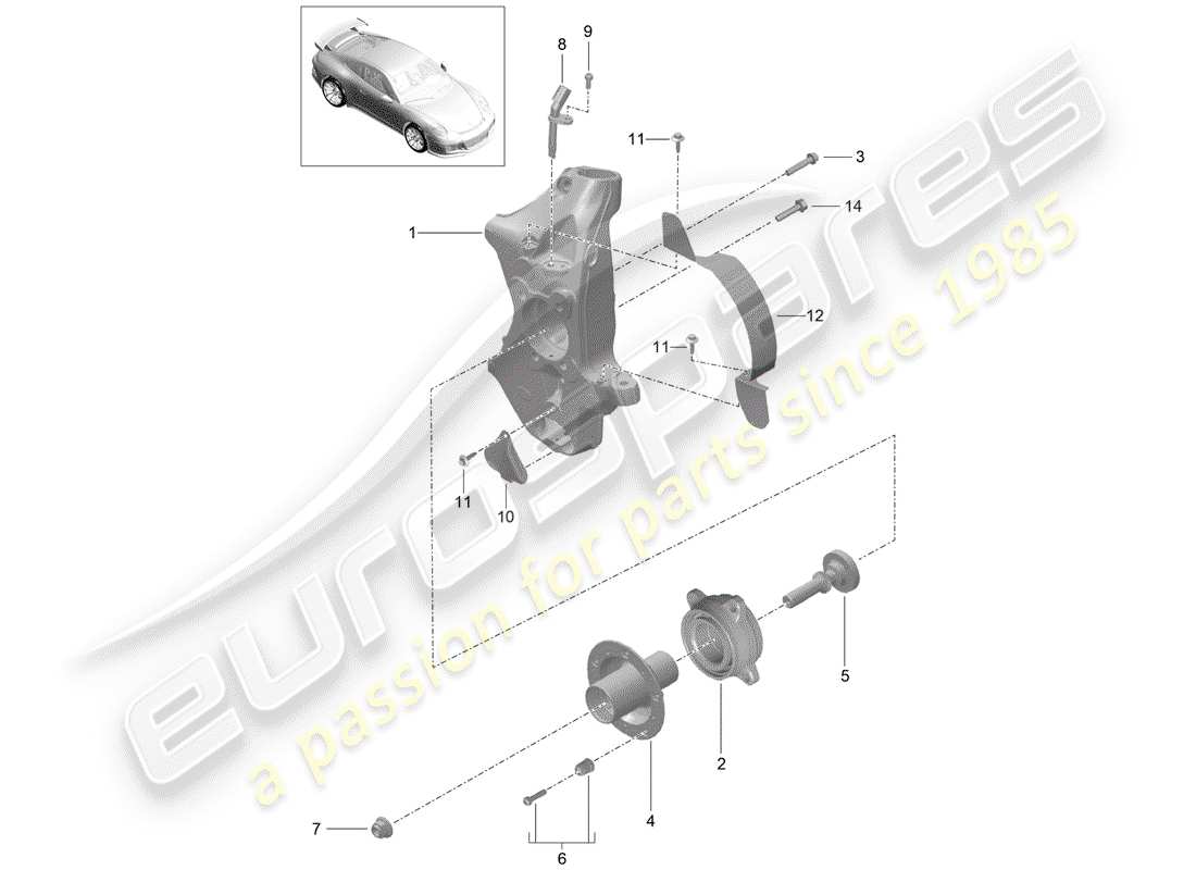 porsche 2015 (991-1 r/gt3/rs) radträger ersatzteildiagramm