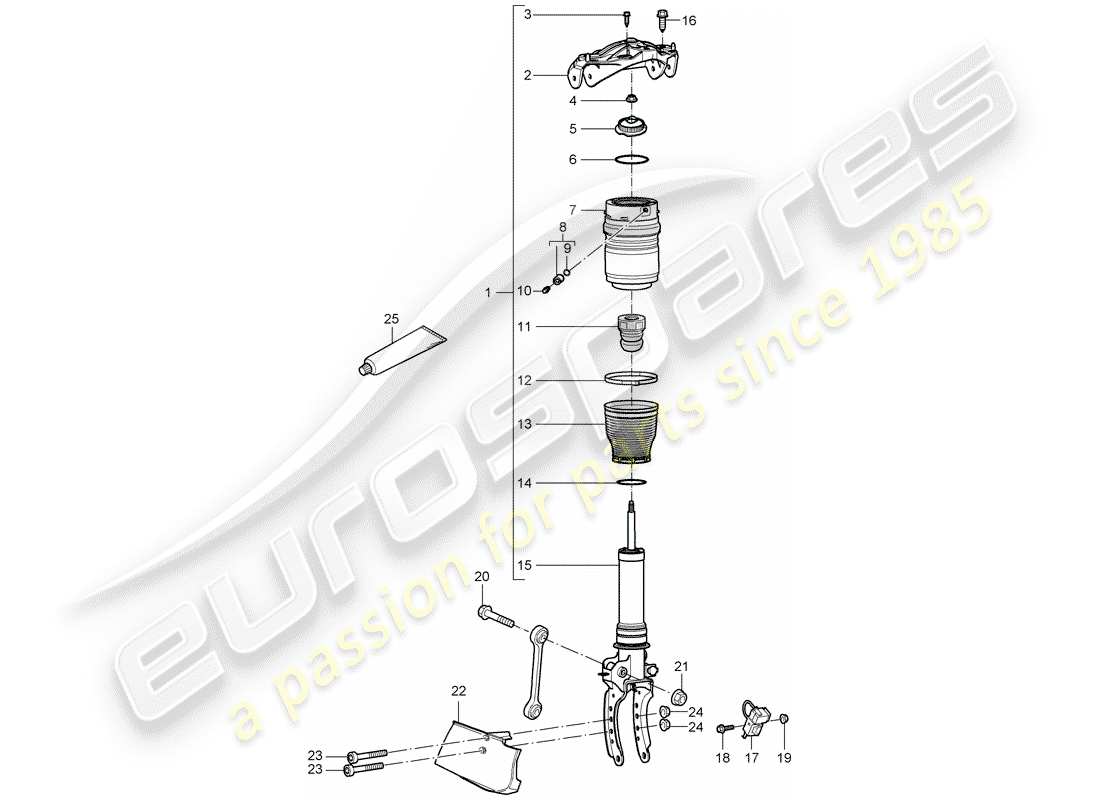 porsche 2003 (cayenne e1 9pa) aufhängung teilediagramm