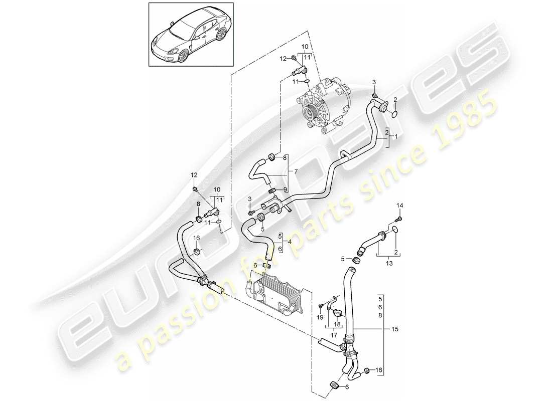 porsche 2013 (panamera 970) wasserkühlung teilediagramm