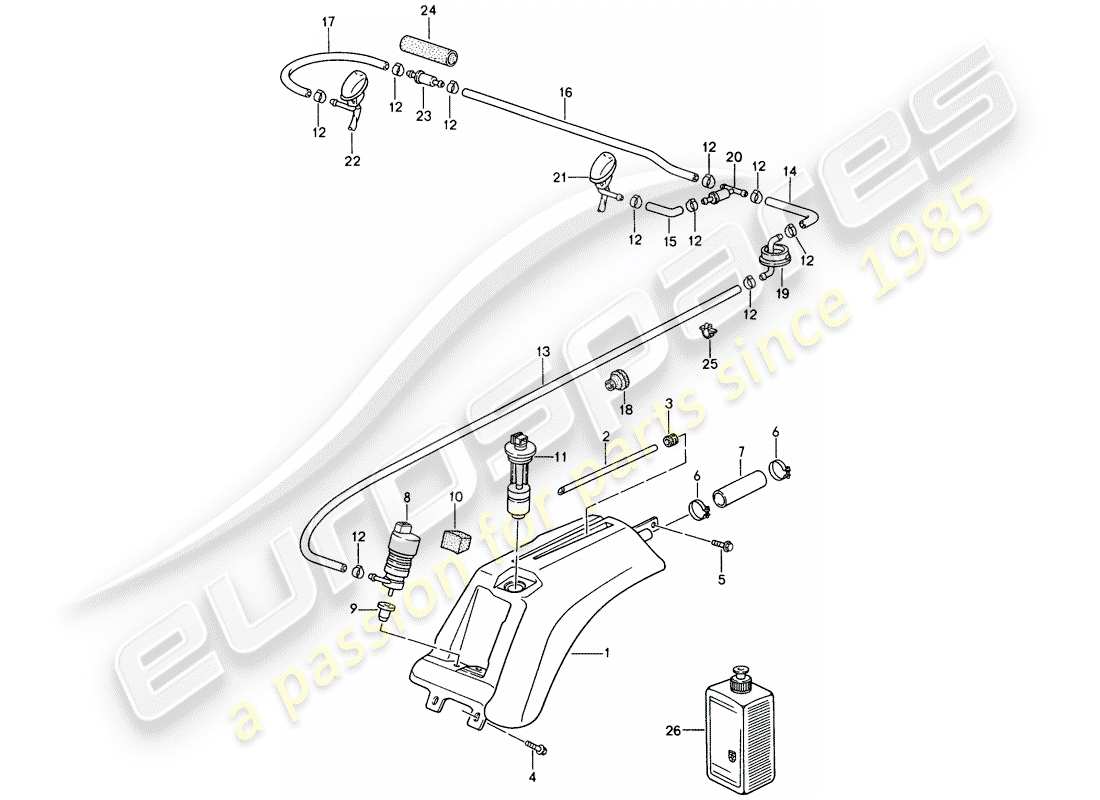 porsche 1996 (993) scheibe - ersatzteildiagramm