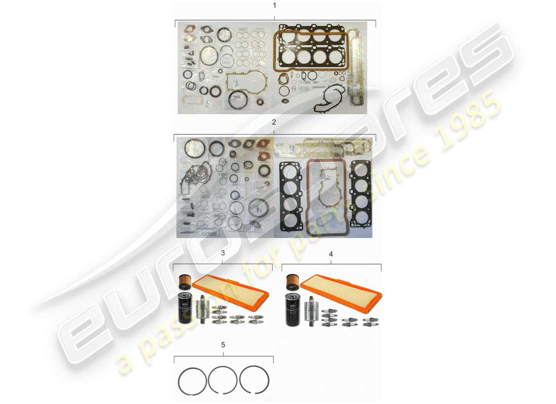 porsche 1980 (928) wartungssatz - dichtungssatz - reparatursatz ersatzteildiagramm