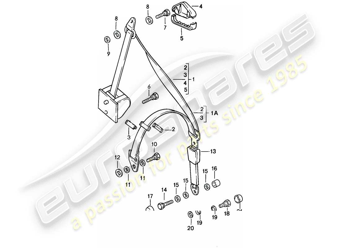 porsche 1985 (928) sicherheitsgurt - automatisch ersatzteildiagramm