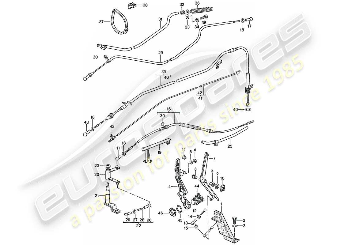 porsche 1986 (928) teilediagramm der drosselklappensteuerung