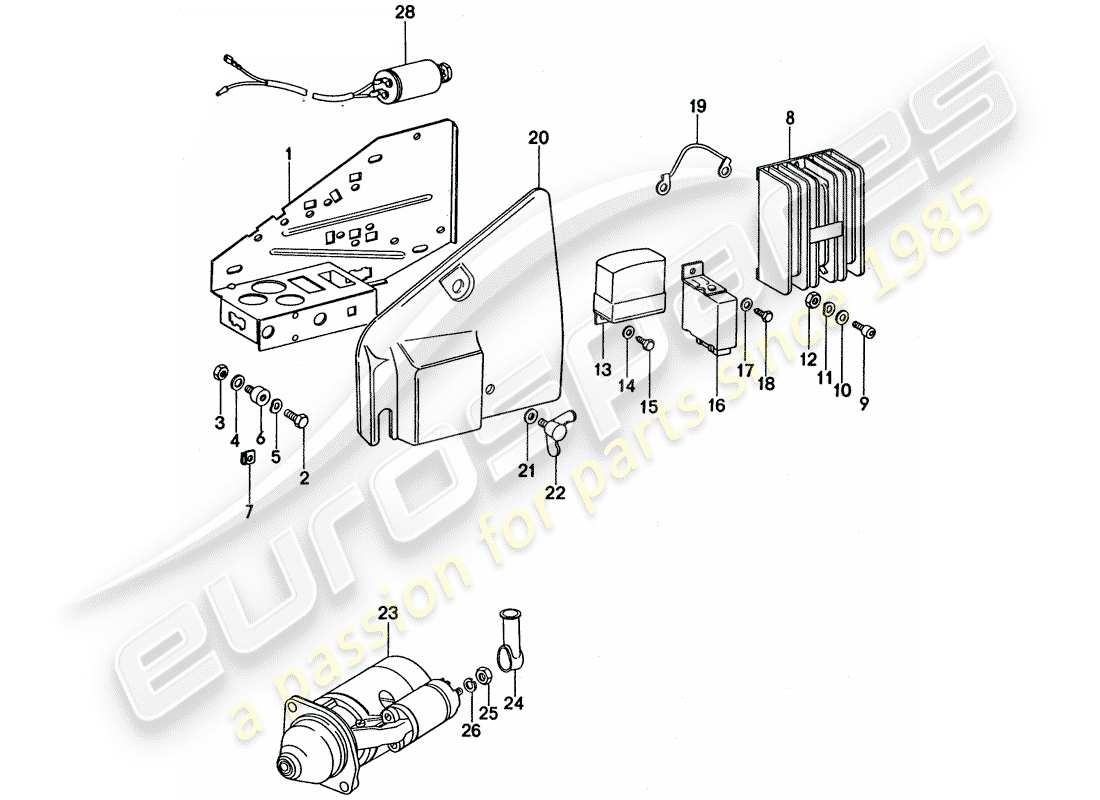 porsche 1977 (911 turbo) platte - starter - schaltereinheit ersatzteildiagramm
