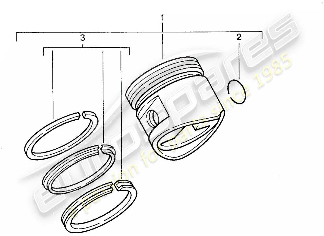 porsche 1987 (928) kolben - kolbenringe ersatzteildiagramm