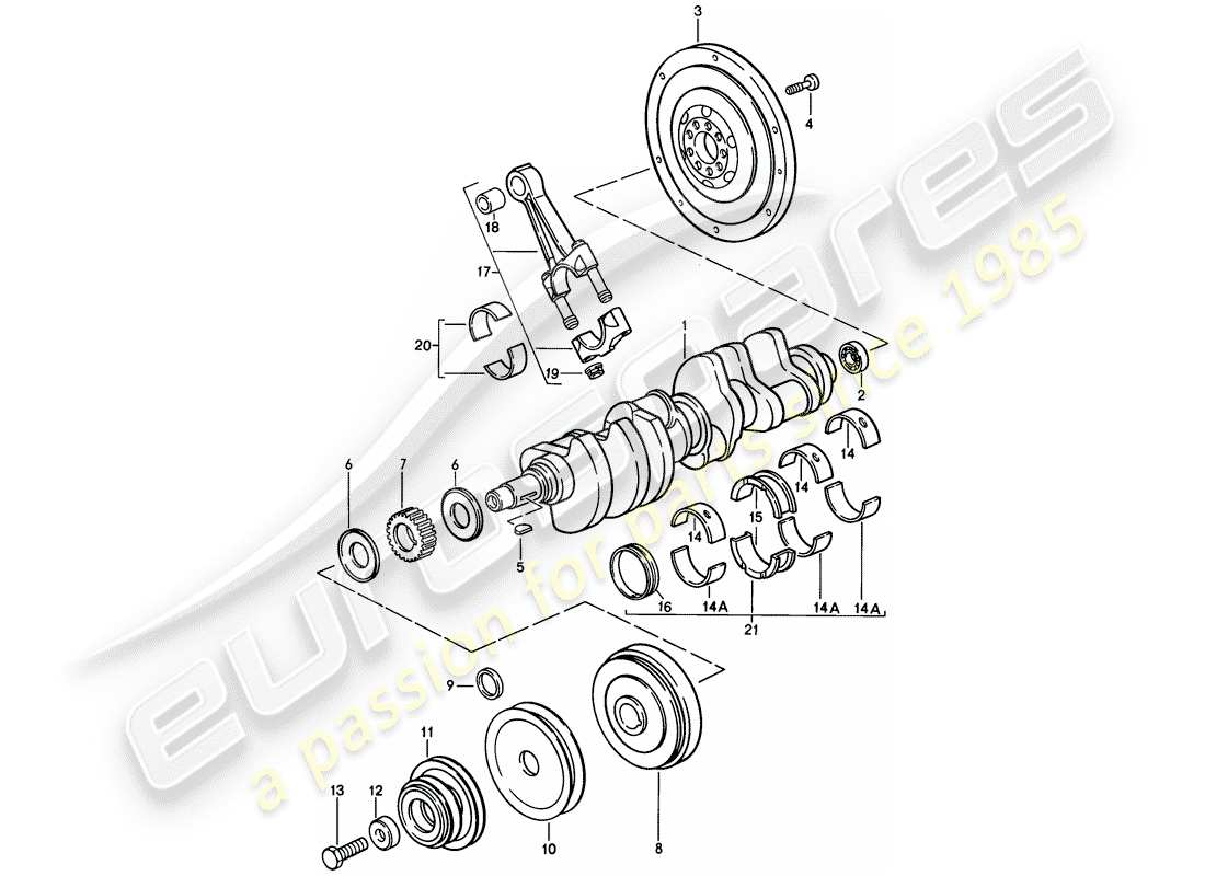 porsche 1978 (928) kurbelwelle - pleuelstange ersatzteildiagramm