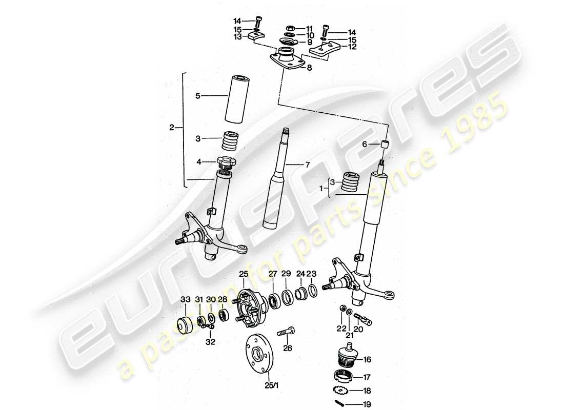 porsche 1977 (911 turbo) stoßdämpferstrebe - schmierstoffe ersatzteildiagramm