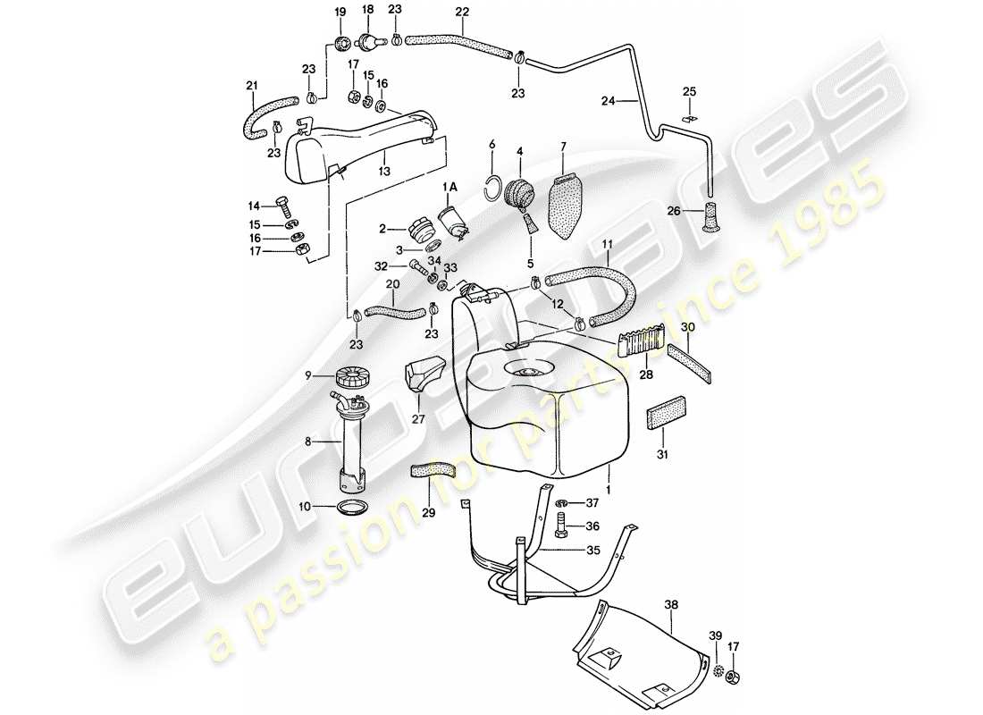 porsche 1982 (928) kraftstofftank teilediagramm