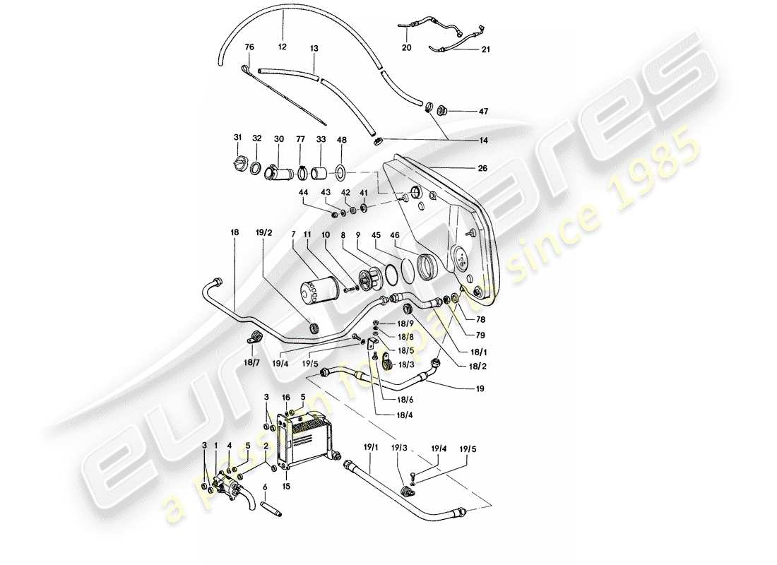 porsche 1974 (914) motorschmierung teilediagramm