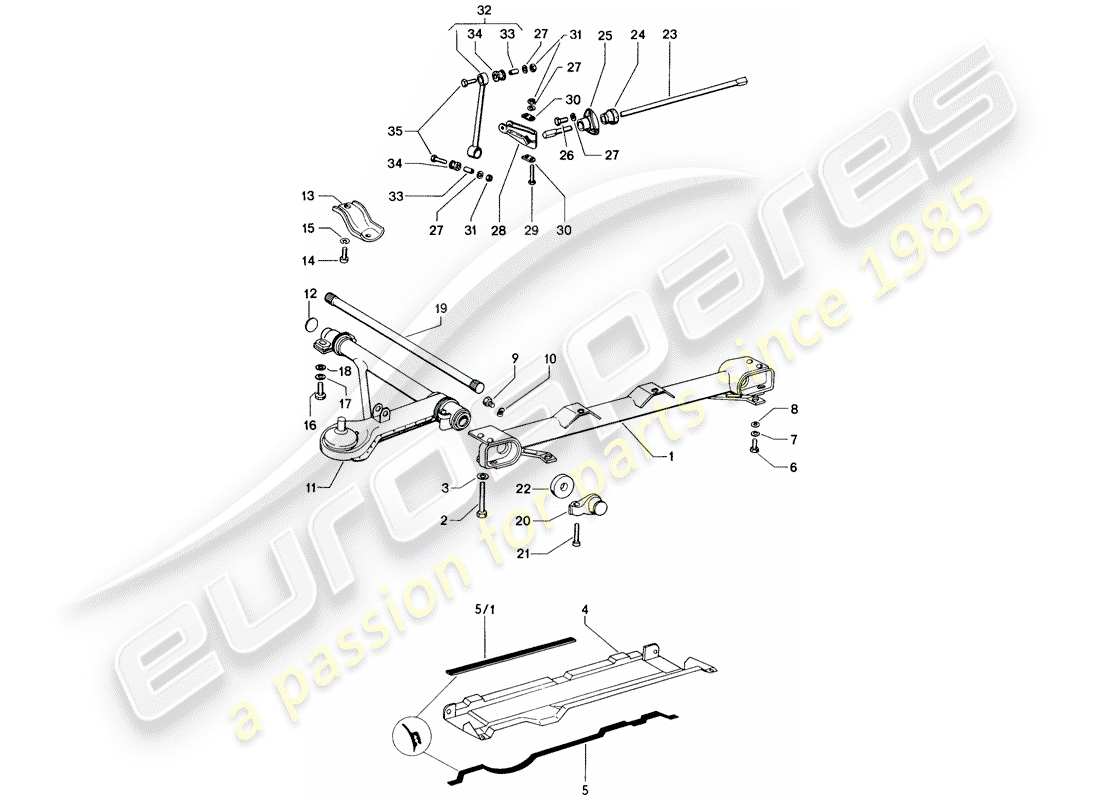 porsche 1974 (914) vorderachse - stabilisator ersatzteildiagramm