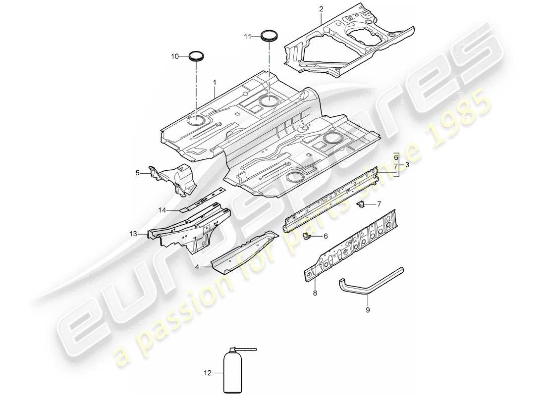 porsche 2008 (997-1 turbo / gt2) floor-teilediagramm