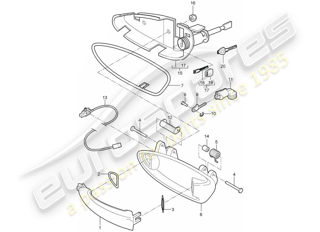 porsche 2010 (997-2 gt3) türgriff ersatzteildiagramm