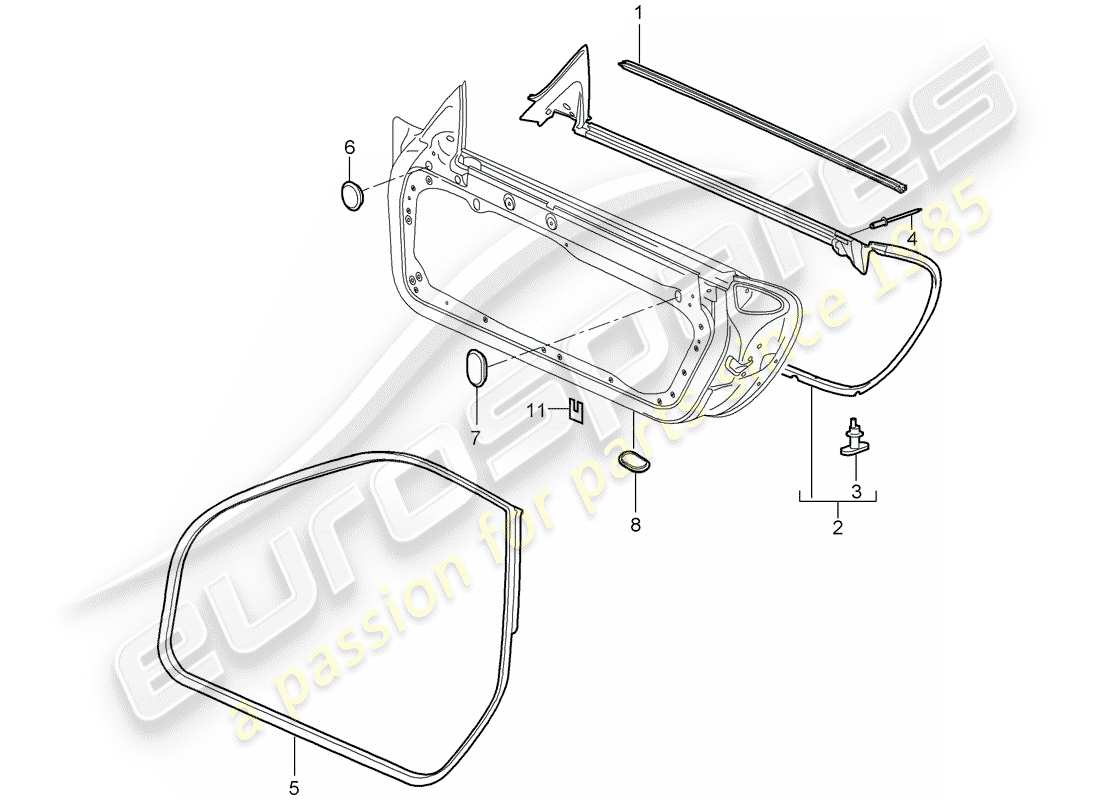 porsche 2011 (997-2 gt3) türdichtung ersatzteildiagramm