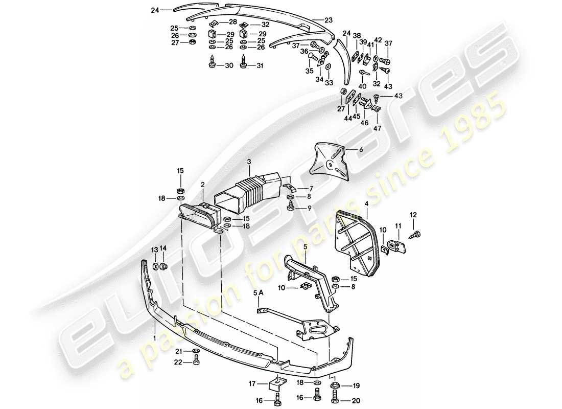porsche 1984 (928) spoiler teilediagramm