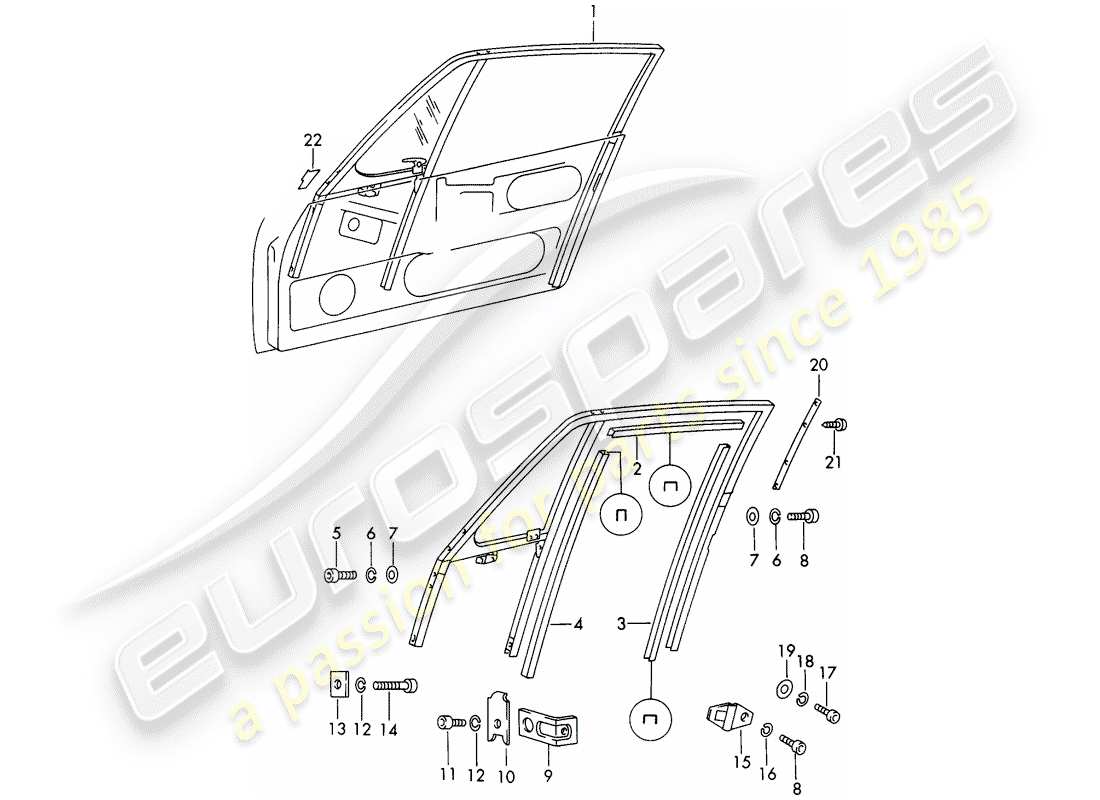 porsche 1966 (911/912) fensterrahmen ersatzteildiagramm