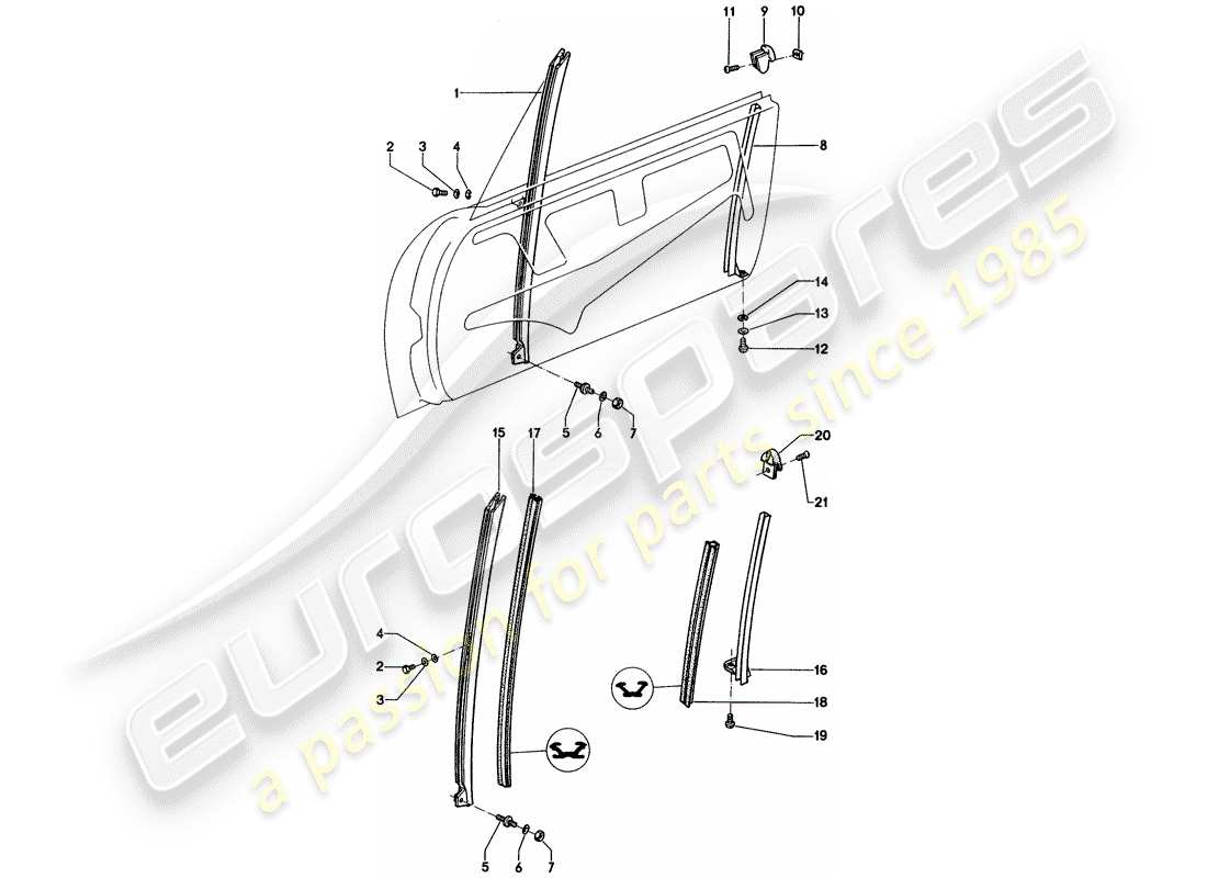 porsche 1976 (914) fensterrahmen ersatzteildiagramm