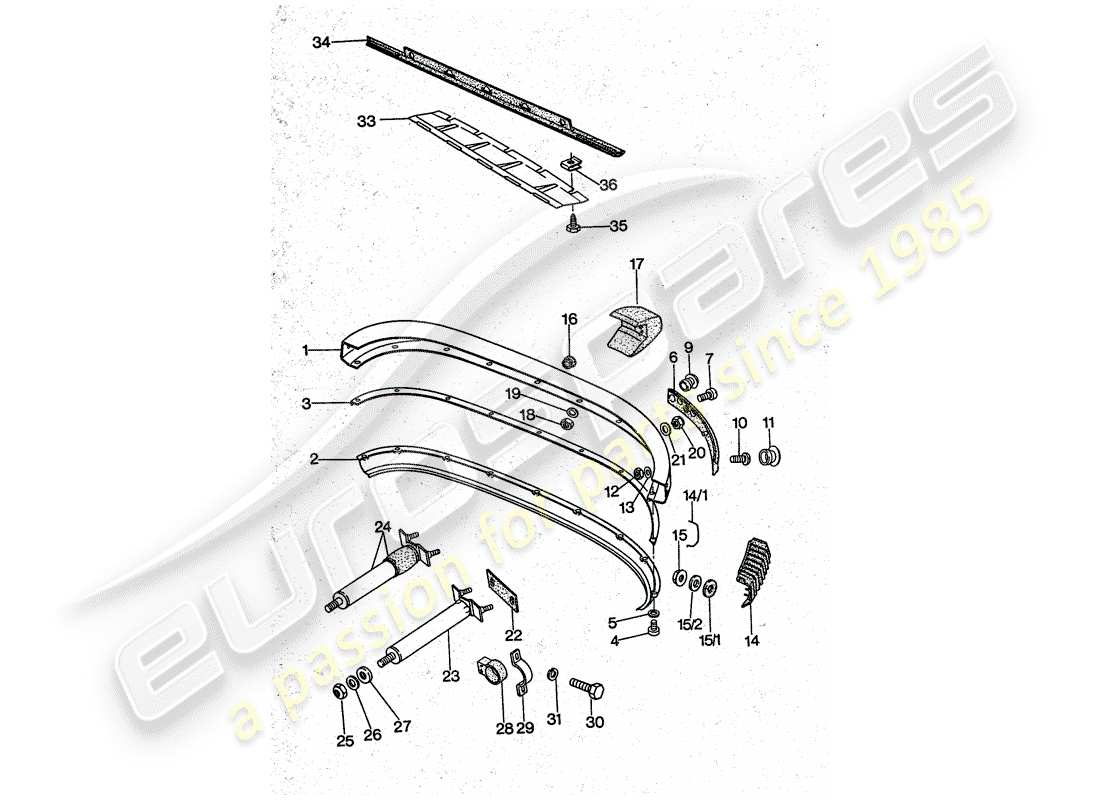 porsche 1977 (911 turbo) stoßstange ersatzteildiagramm