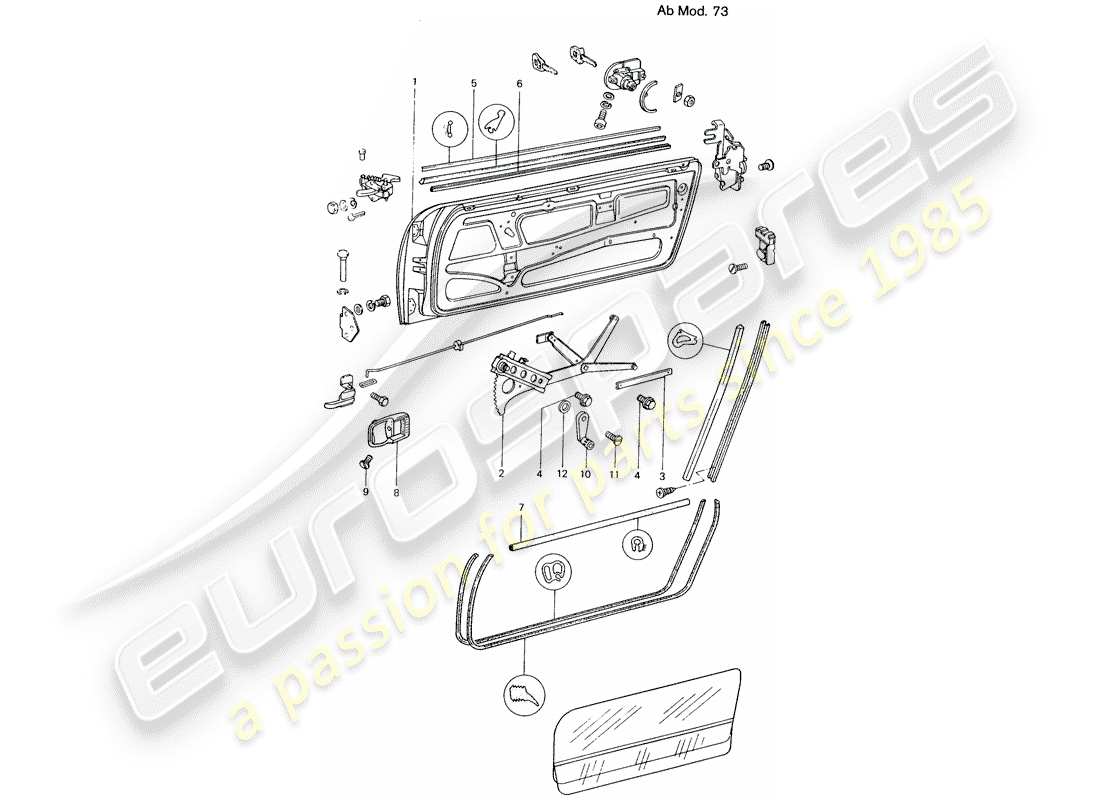 porsche 1971 (914) tür - mit einbauteilen - d - mj 1973>> ersatzteildiagramm