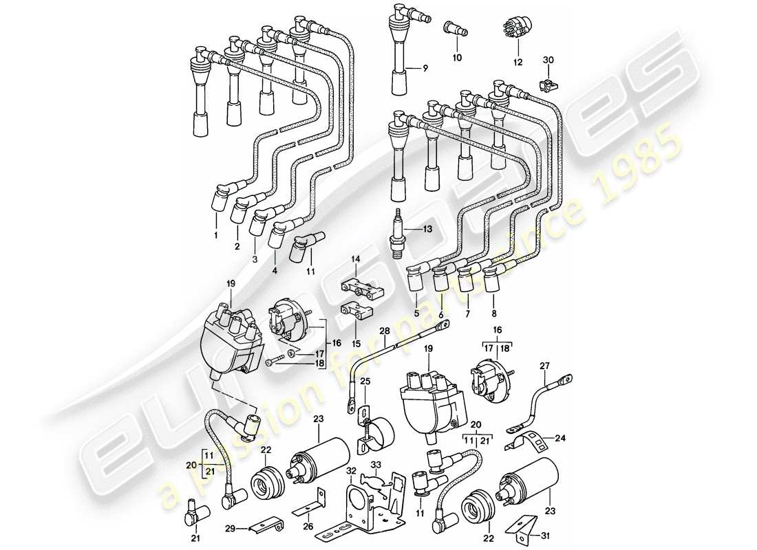 porsche 1985 (928) motorelektrik teilediagramm
