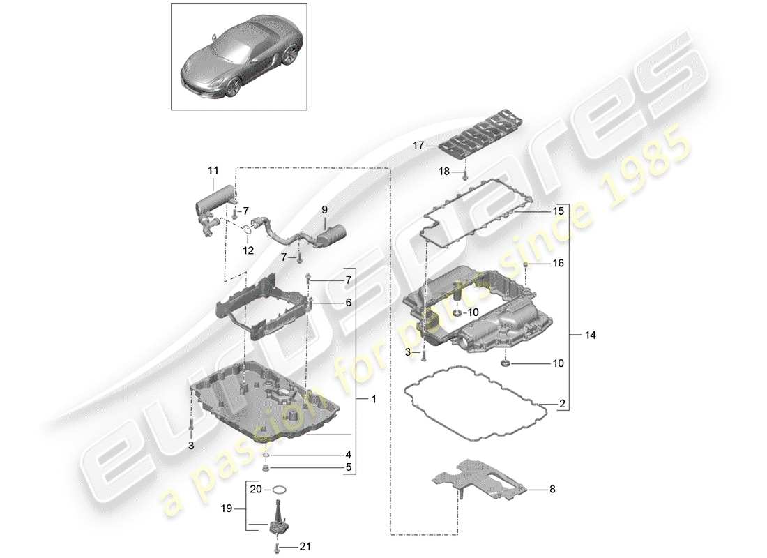 porsche 2015 (981 boxster) ölwanne - ersatzteildiagramm