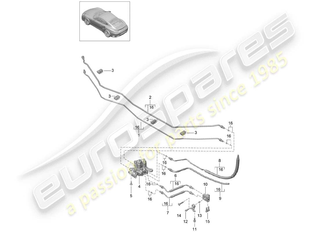 porsche 2015 (991-1 turbo) hydraulikleitung teilediagramm