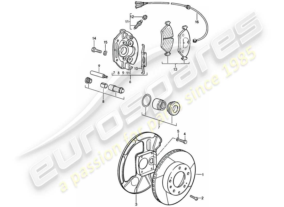 porsche 1979 (928) scheibenbremsen - vorderachse - schwimmbremse - f 92-a0800 750>> - f 92-a0820 001>> ersatzteildiagramm