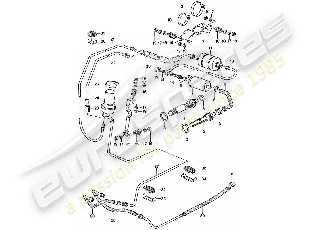 porsche 1984 (928) kraftstoffsystem teilediagramm