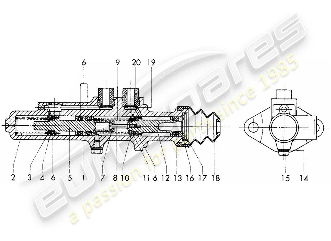 porsche 1967 (911/912) hauptbremszylinder - einzelteile - d - mj 1968>> - mj 1968 ersatzteildiagramm