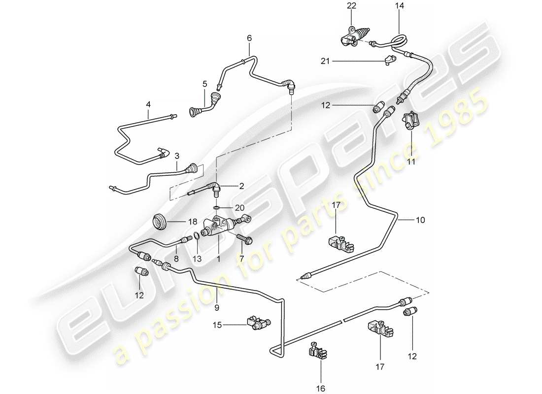 porsche 2008 (997-1 turbo / gt2) hydraulische kupplung ersatzteildiagramm