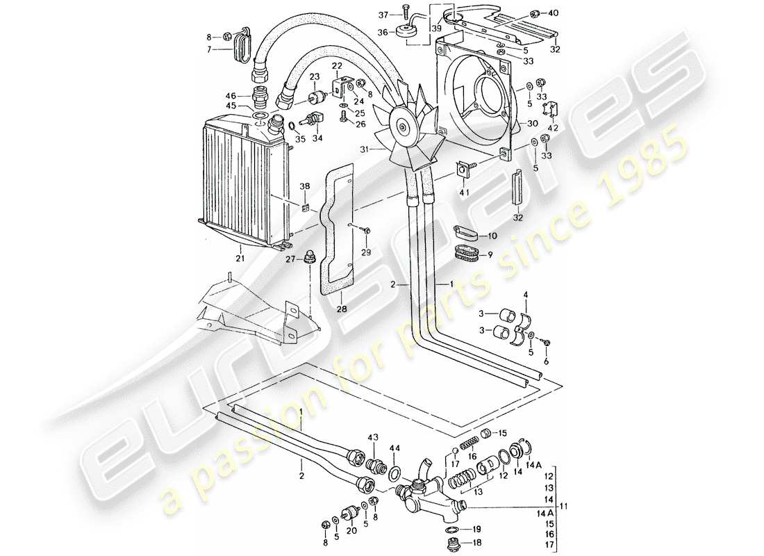 porsche 1991 (964) ölkühler - leitungen ersatzteildiagramm