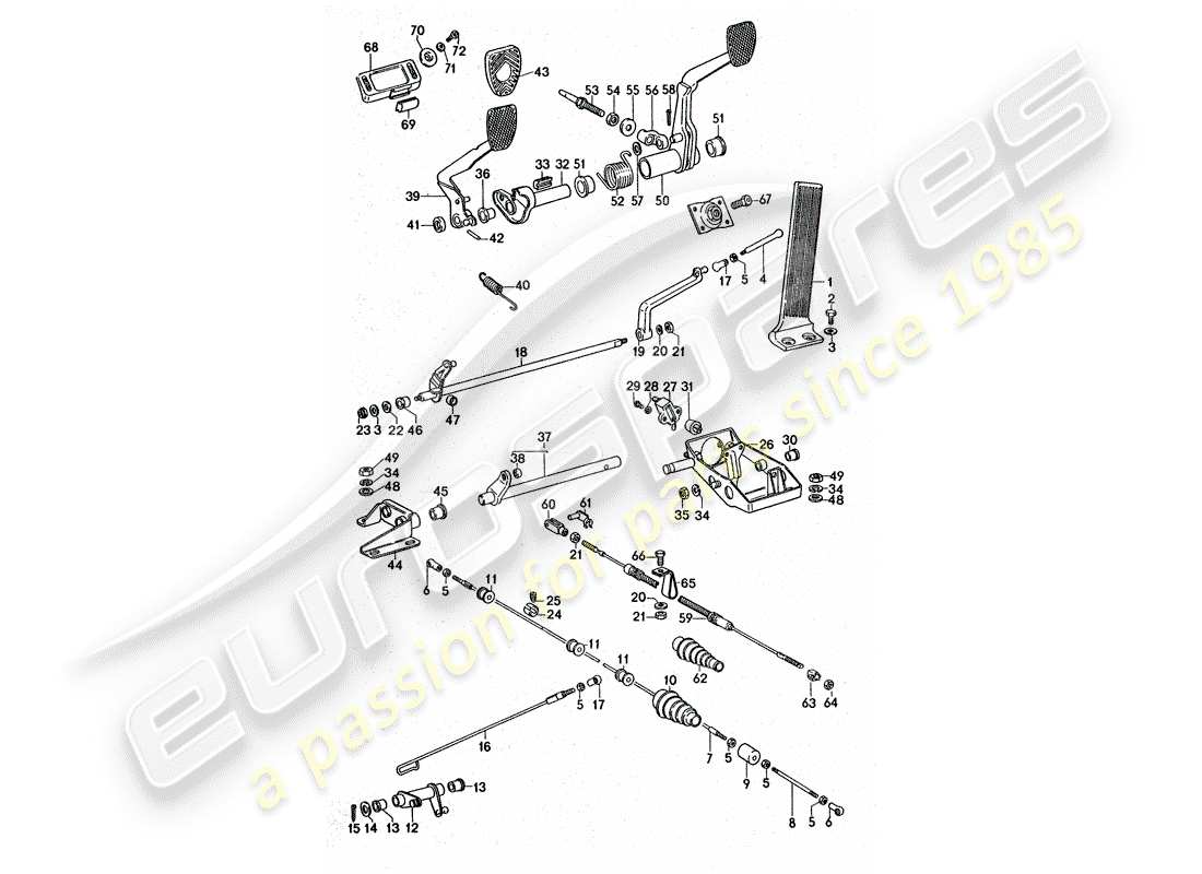 porsche 1977 (911 turbo) pedale teilediagramm