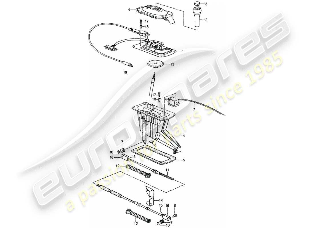 porsche 1993 (964) wahlhebel - tiptronic - d - mj 1992>> ersatzteildiagramm