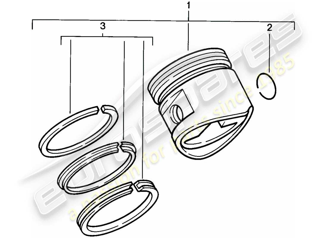 porsche 1983 (928) kolben - kolbenringe teilediagramm