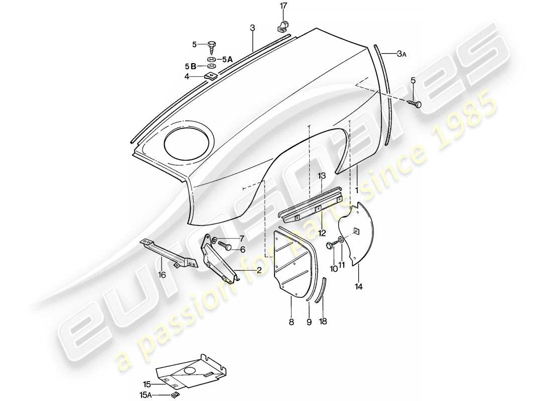 porsche 1982 (928) fender-teilediagramm