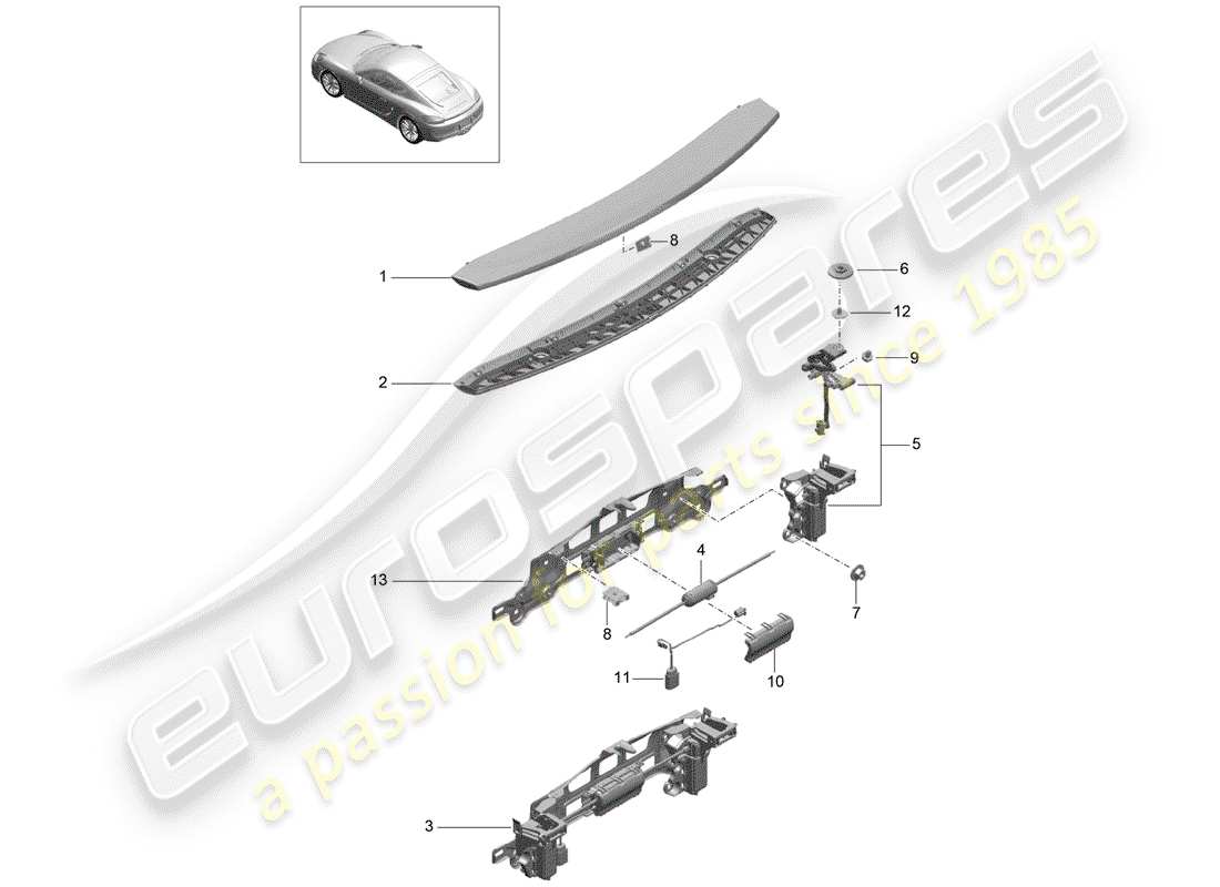 porsche 2016 (981 cayman) heckspoiler teilediagramm