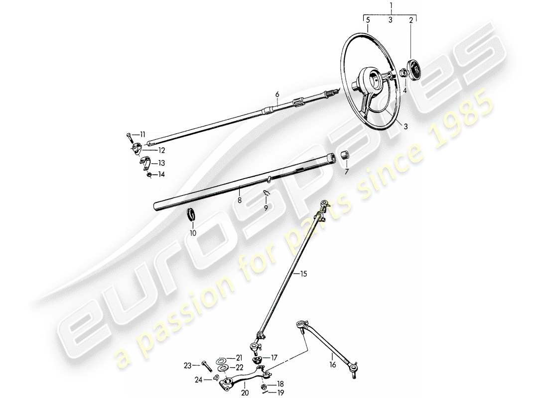 porsche 1957 (356/356a) lenkrad - zwischenlenkwelle - lenkstange - und - schwenkhebel ersatzteildiagramm