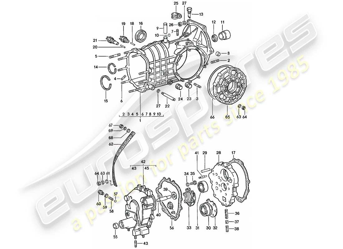 porsche 1981 (911) ersatzgetriebe - getriebegehäuse - spm-ersatzteildiagramm